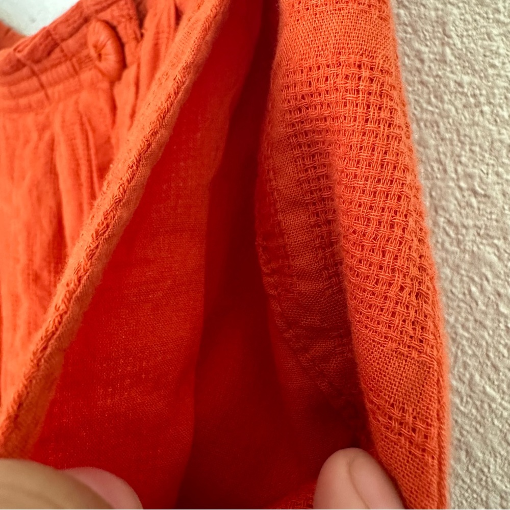 Anthropologie Postmark Orange Pleated A-Line High Darlene Dobby Flare Skirt Sz 6 - Picture 4 of 6